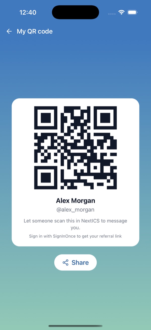 NextICS — My QR code